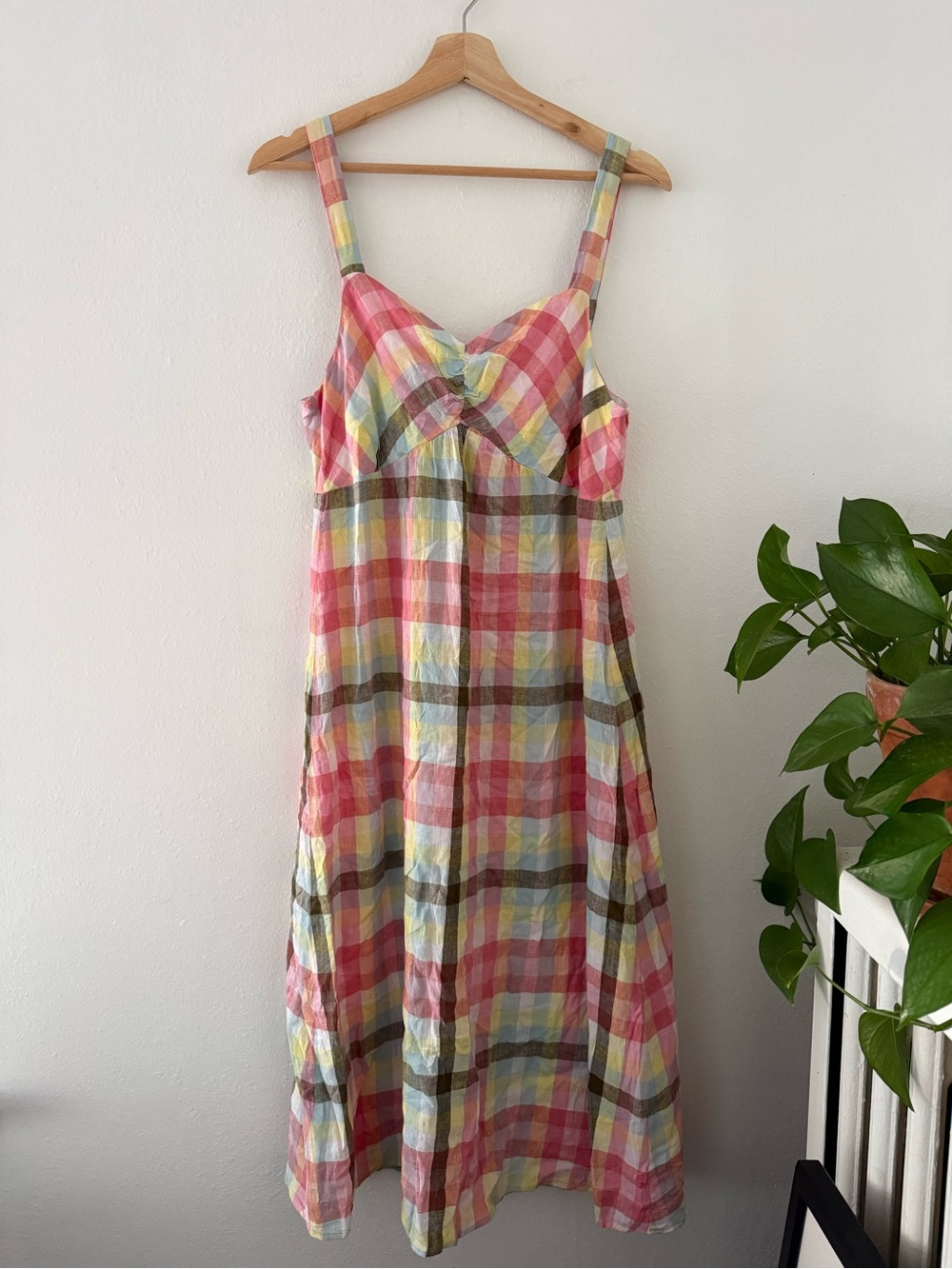 Reitmans Pink and Yellow Plaid Maxi Sundress